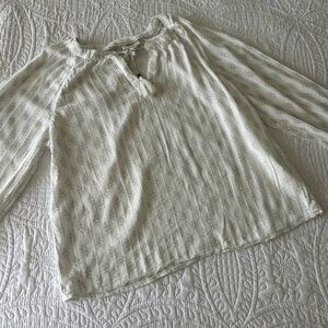 White Patterned Long Sleeve Blouse